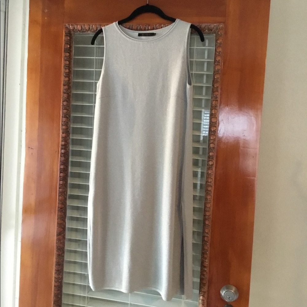 Beautiful Biana Silver Cocktail Dress. Superfine Merino Wool Italian Yarn. Med.